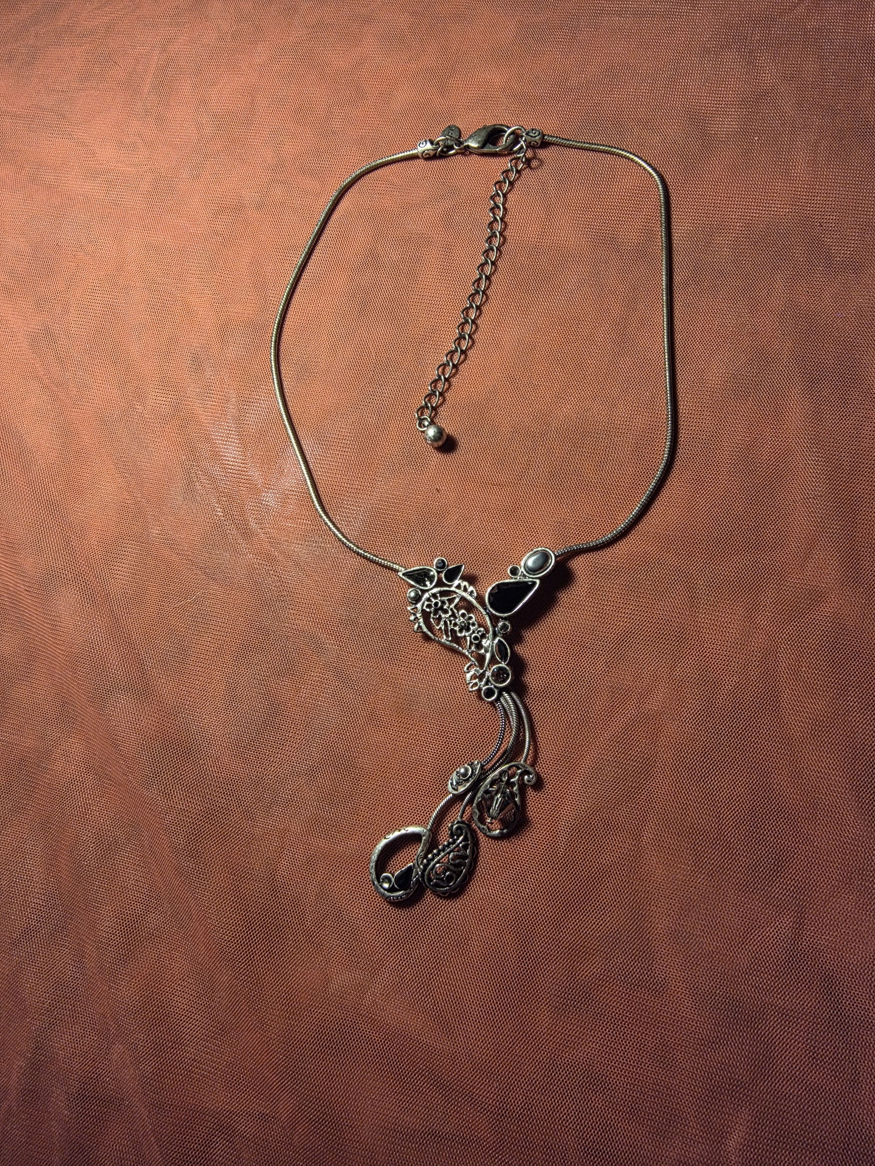 Chicos SilverTone Filigree Cascade Pendant Necklace  Silver Tone